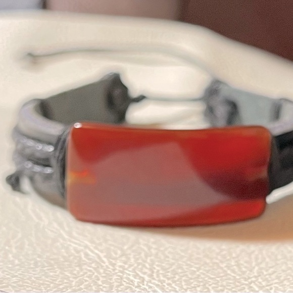 COPY - Agate Stone Leather Brown Adjustable Bracelet - Picture 3 of 6